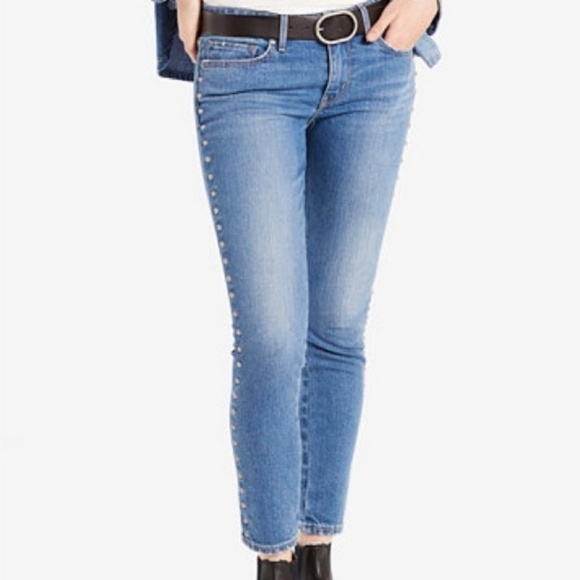 Levi's 711 Silver Stud Ankle Skinny Jeans 27 - Picture 2 of 8